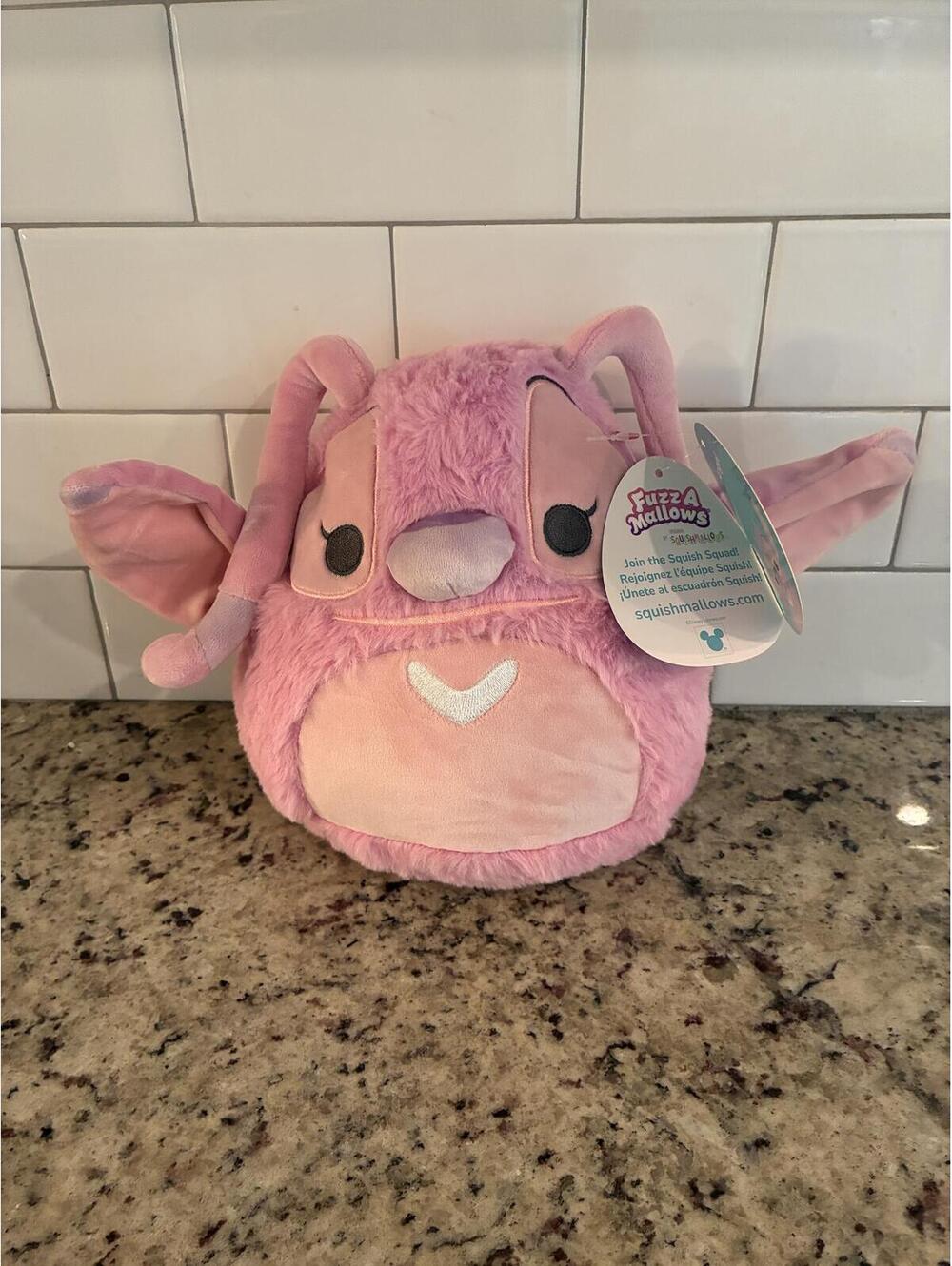 Disney Fuzzamallows Squishmallows Angel Plush 8" Pink Purple with Tags